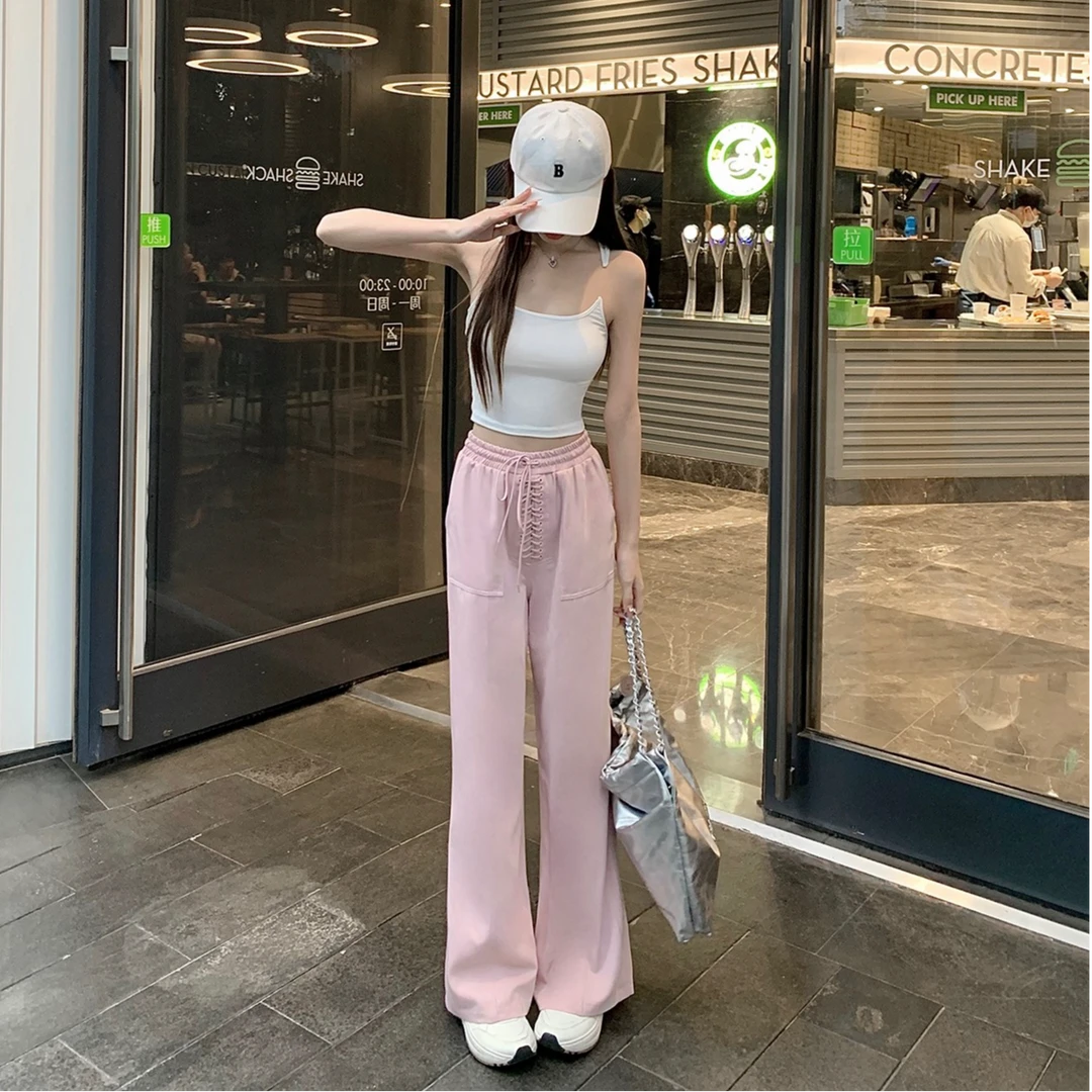 J轮J2【Social绑带玩家】 绑带垂坠感懒懒阔腿裤 显瘦天花板