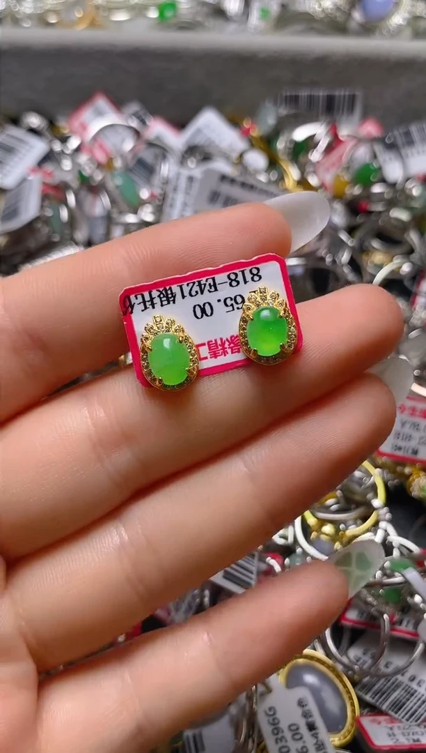 银S925镶嵌戒指翡翠百内无证书