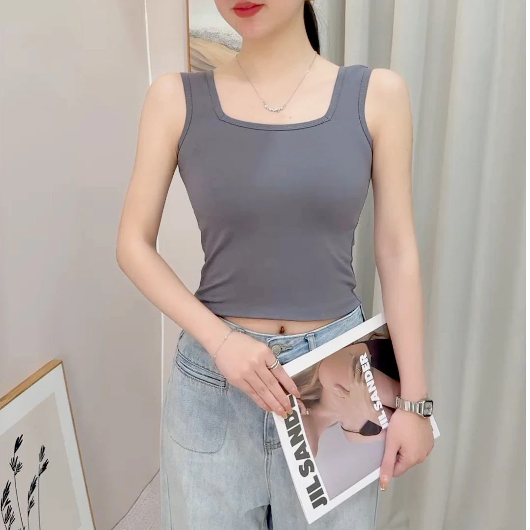 轻职风极简背心吊带短款外穿运动美背百搭纯色无袖韩版显瘦通勤潮