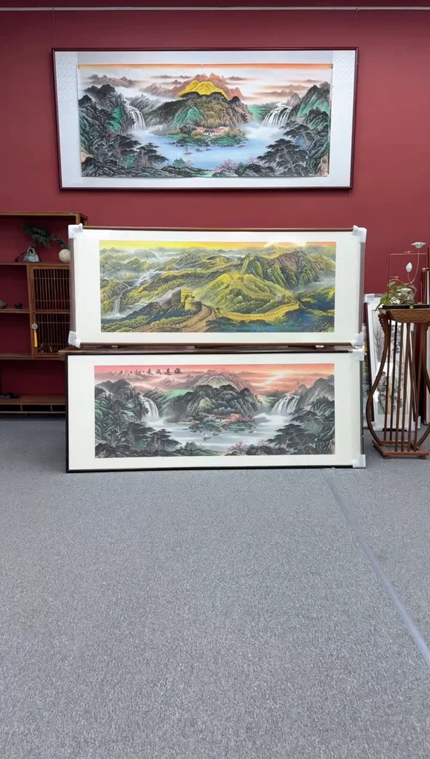 国画手绘 万里长城 219*88