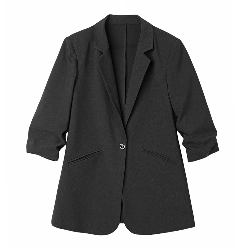 【薄雾玫瑰】春夏韩版中长款宽松设计感西装外套女高端显瘦休闲西装