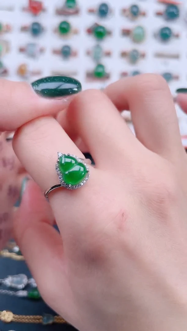 银S925镶嵌戒指翡翠天然翡翠