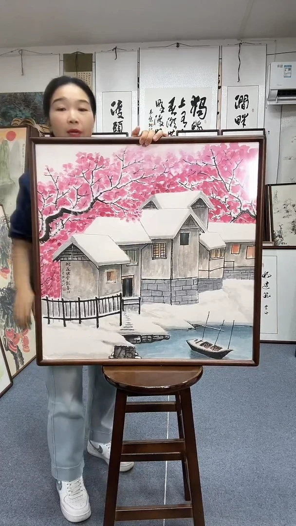 国画70*70实木画框京东包邮手绘