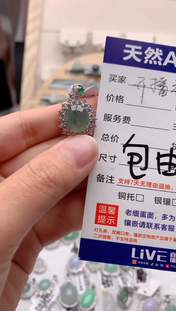 【闪购商品】翡翠吊坠(不含链)银S925镶嵌3号