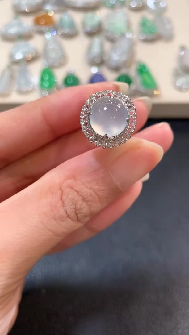翡翠戒指18K金镶嵌b212