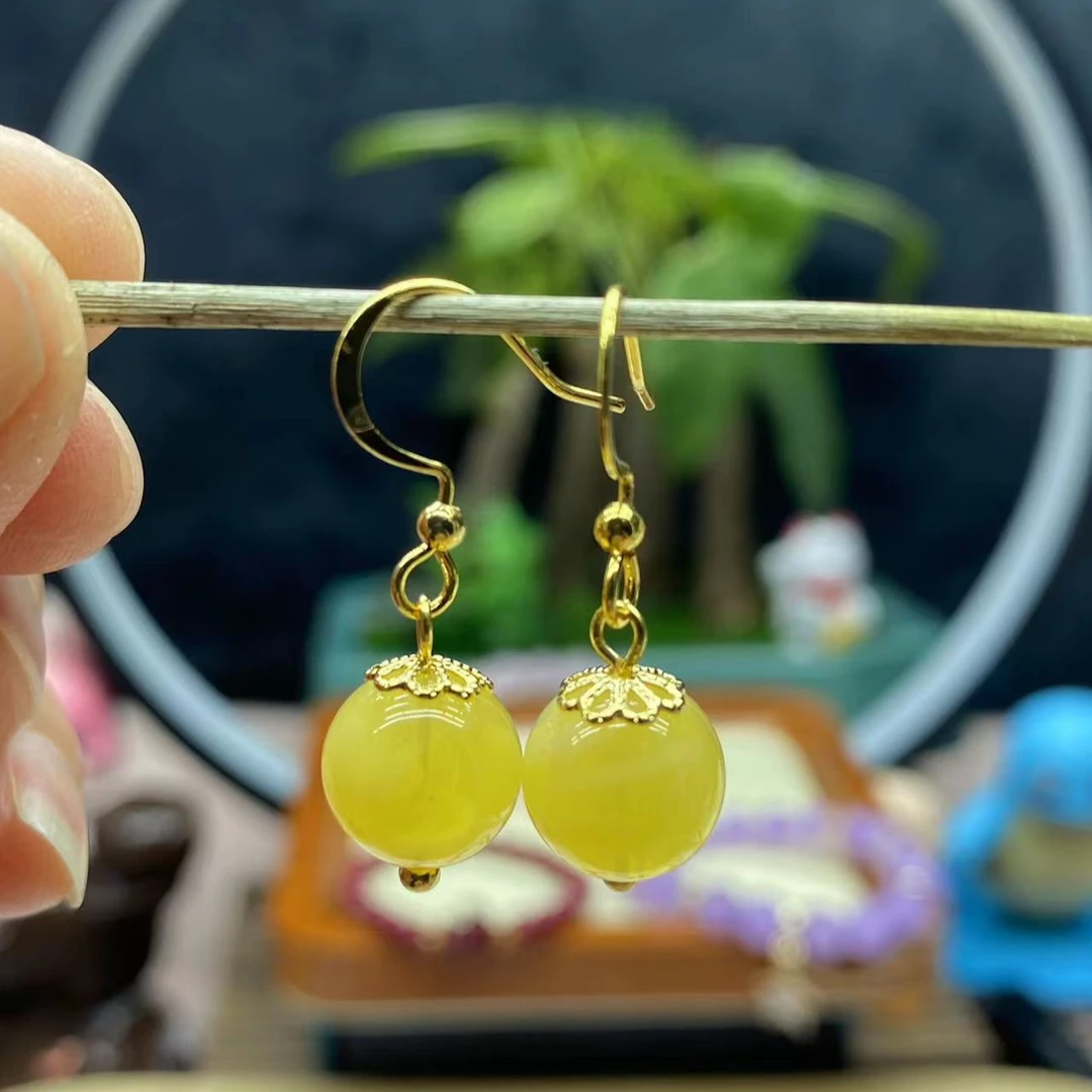 黄色耳坠简单大气时尚百搭款096