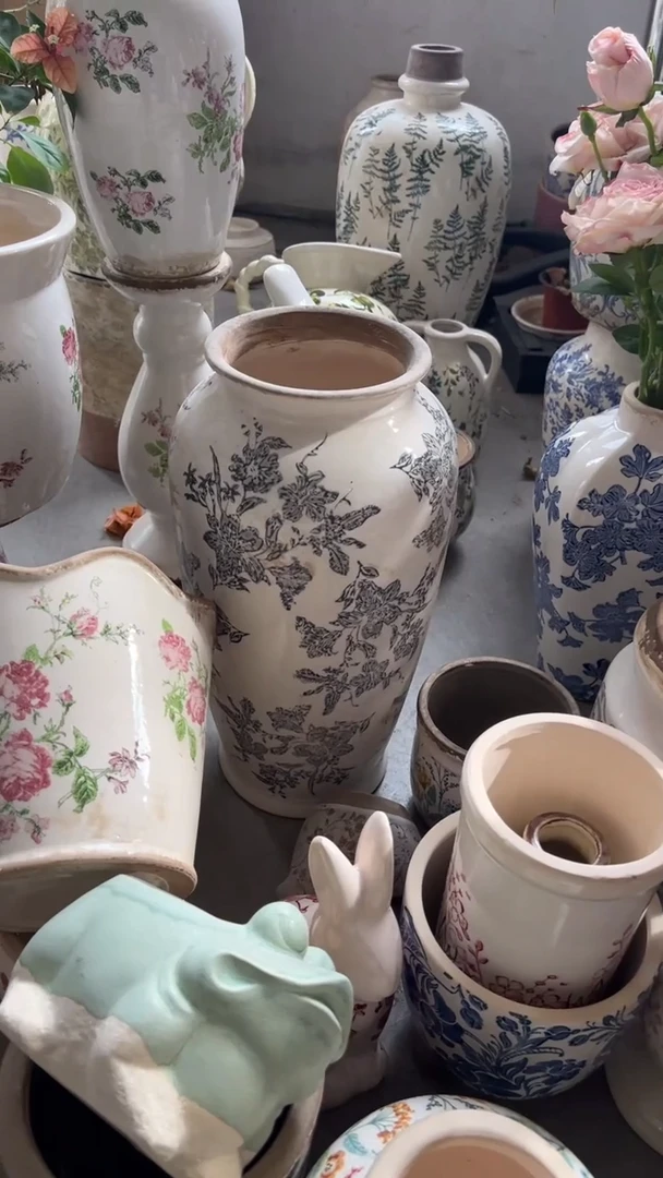 【闪购商品】陶瓷花盆高36.5cm内口12cm