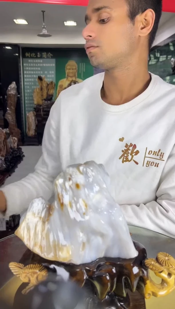 缅甸天然树化玉精品摆件