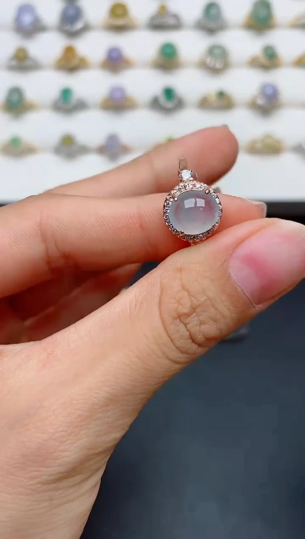 翡翠戒指银S925镶嵌.