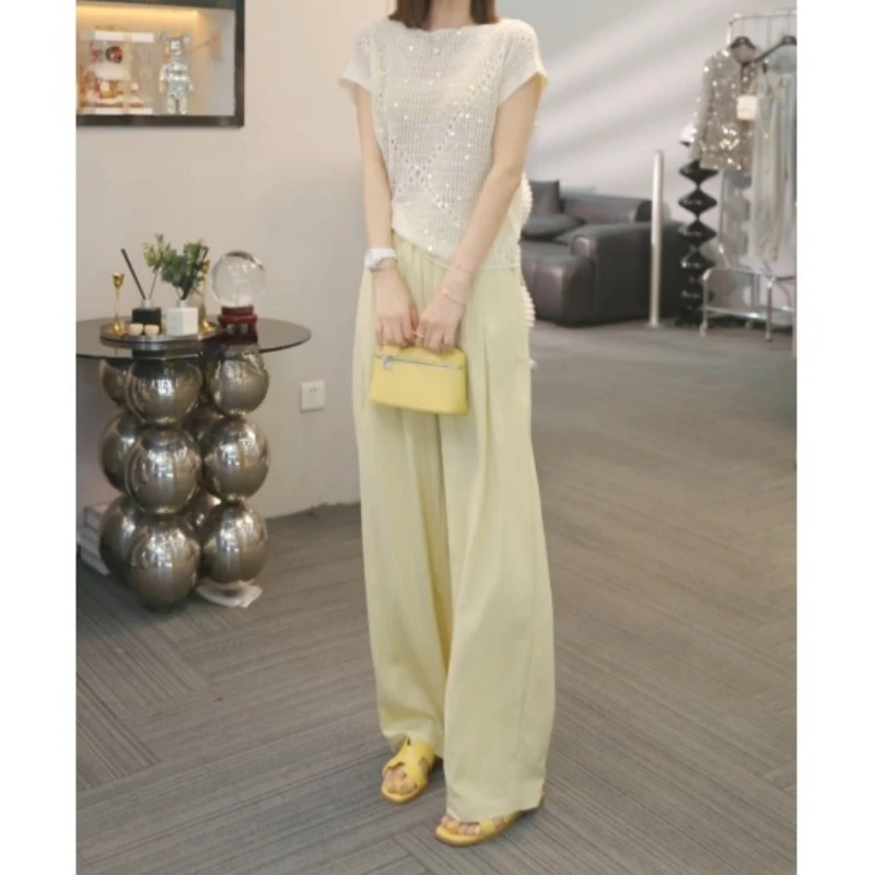 【菱格情怀】2025春夏新款时尚休闲设计师上衣+百搭休闲裤LK2502957