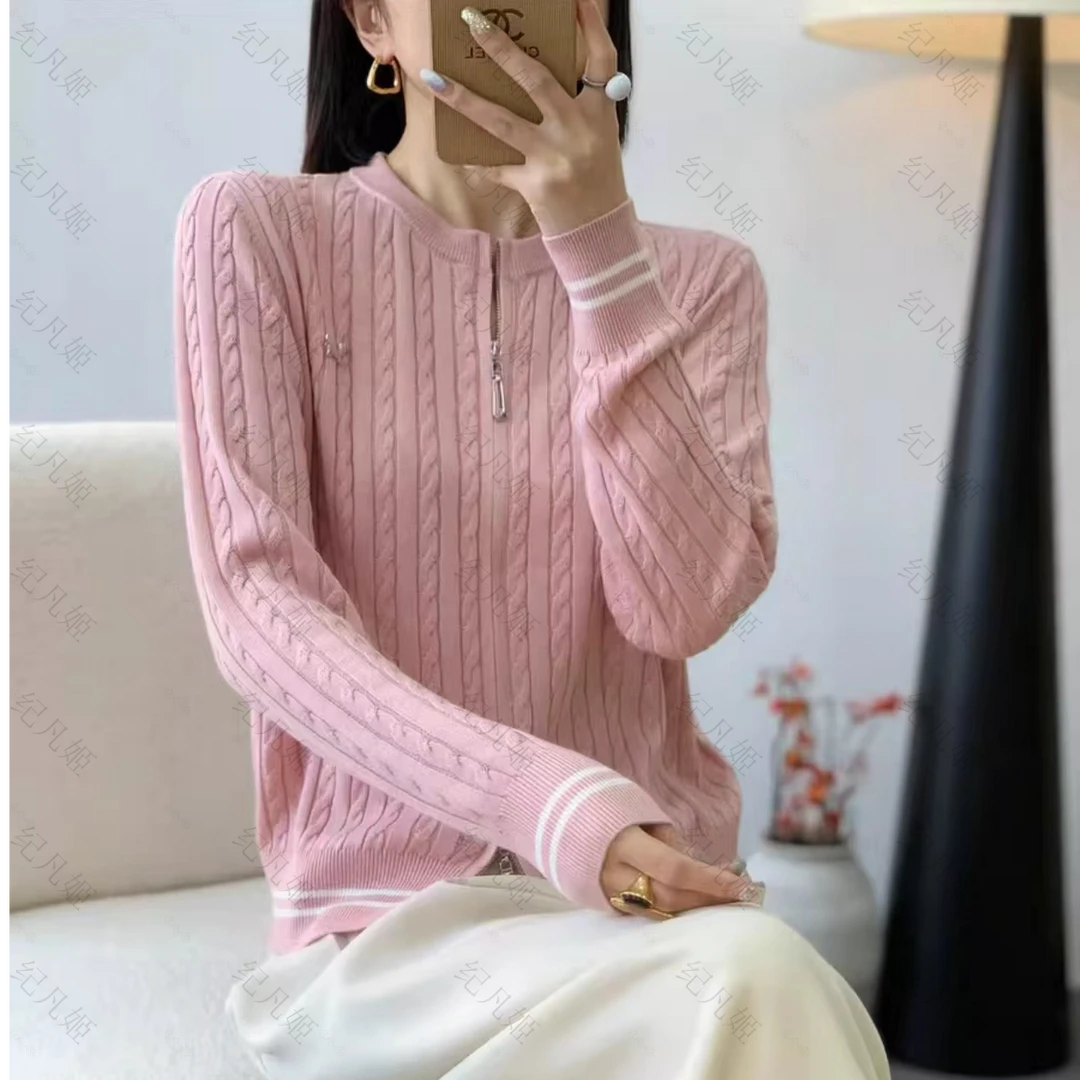 纪凡姬/4002-时尚双拉链设计针织开衫轻奢感圆领针织上衣