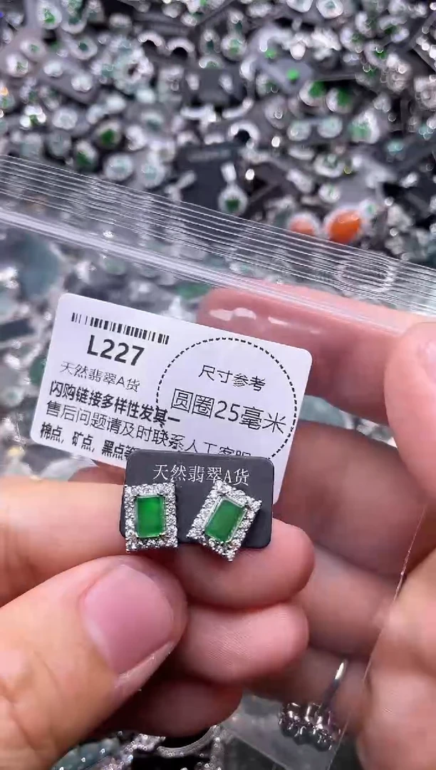 翡翠未镶嵌颈饰L227耳钉