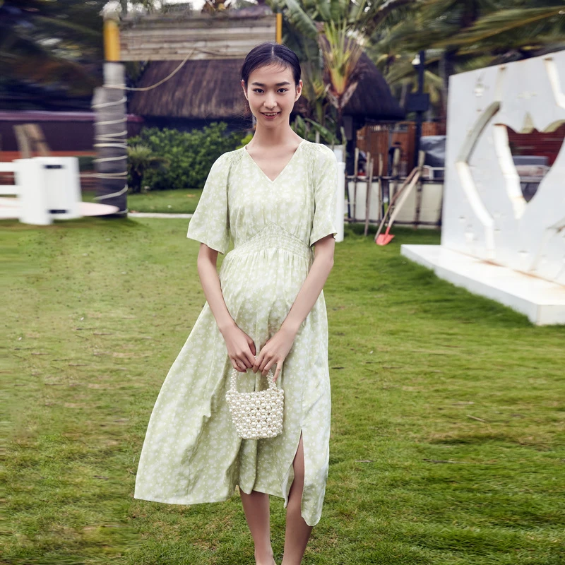 法式小碎花孕妇连衣裙长款2025款夏款时尚孕妇裙宽松裙子HH32556