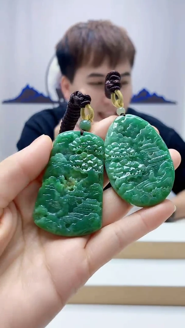 未镶嵌定制翡翠4868DD-毛货挂件一对15