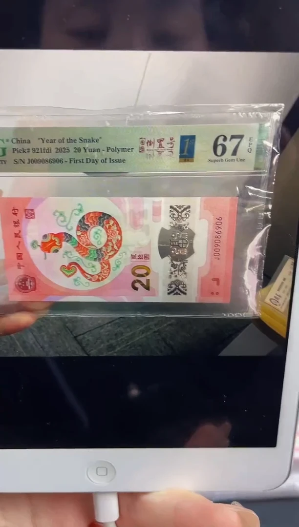 塑料蛇钞圆圆号首日标 67分