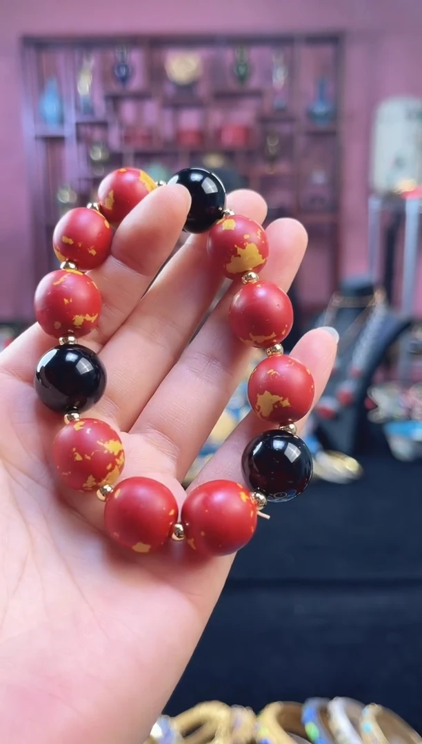 非遗 大漆手串 红黄