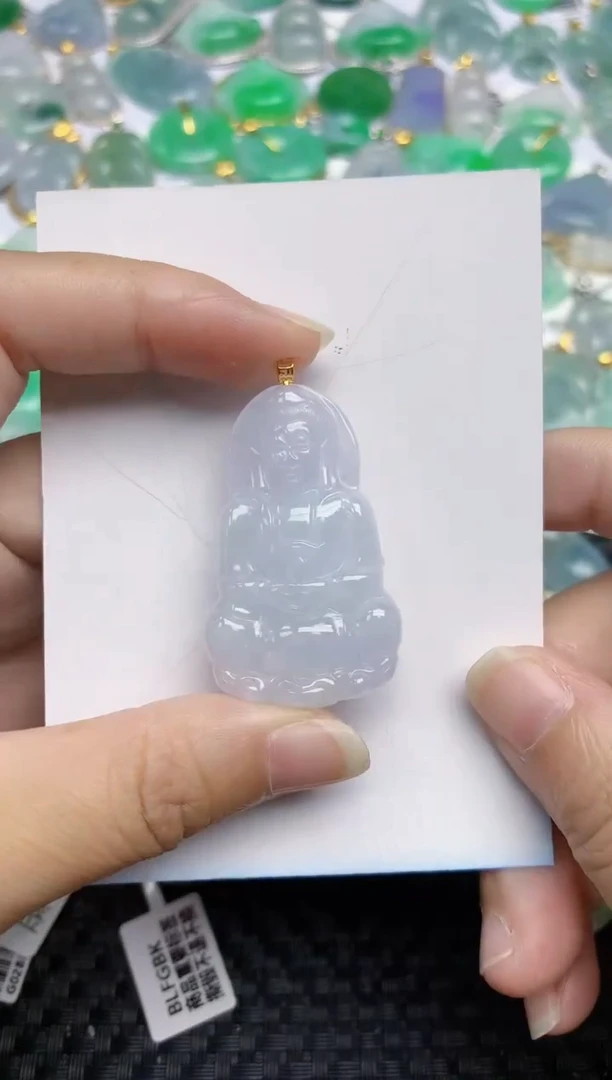 翡翠18K金镶嵌颈饰天然翡翠A货