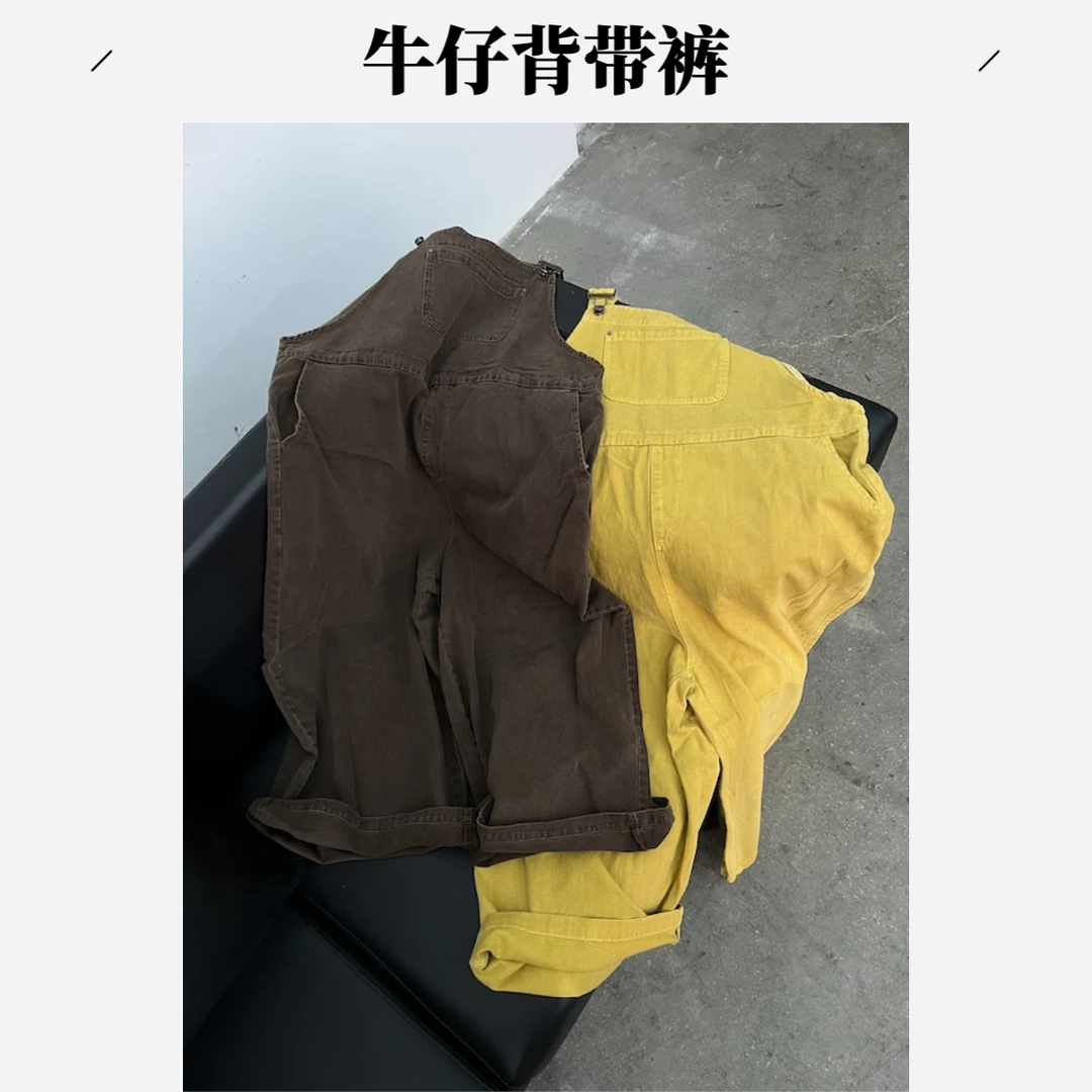 【杨英家】老钱风欧若智性风工装复古背带裤 01039