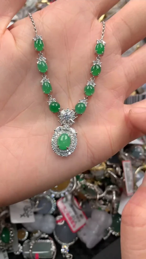 银S925镶嵌戒指翡翠666----5