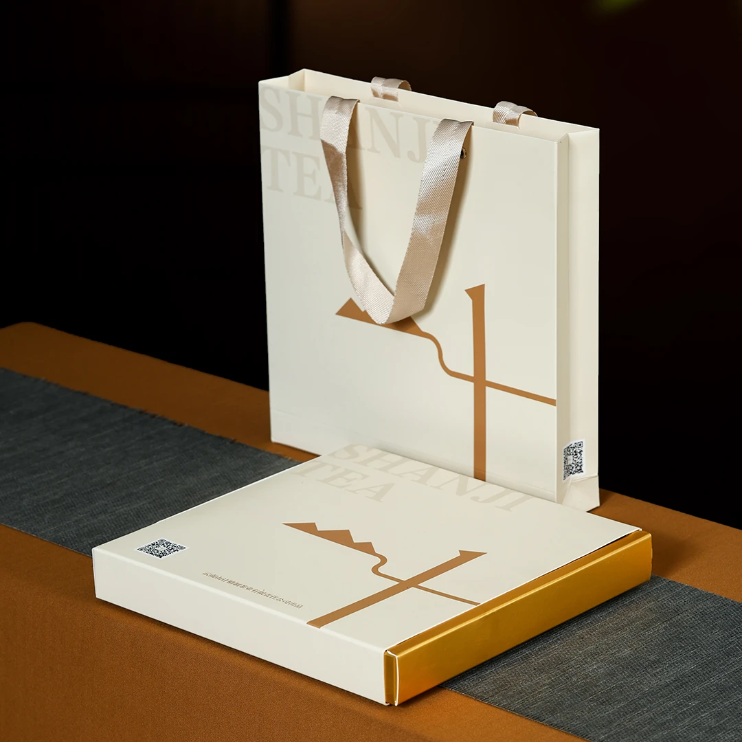 【山计茶饼礼盒手提袋组合】（内抽尺寸为放入山计饼茶袋尺寸）