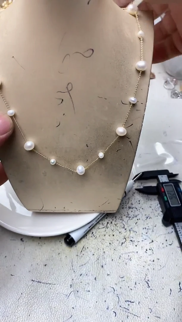 淡水珍珠银S925镶嵌颈饰1