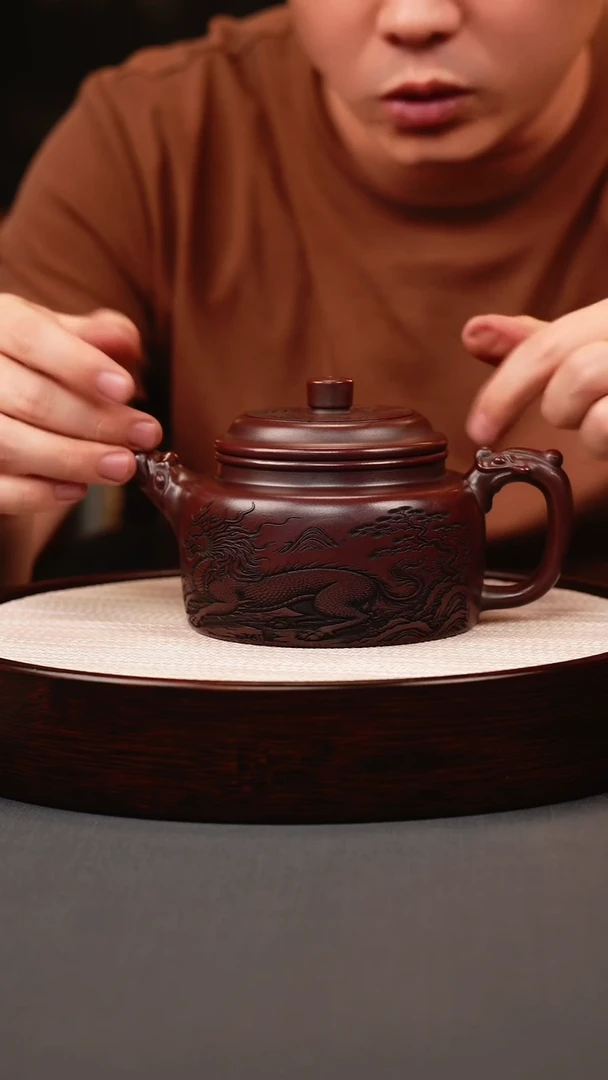 茶壶紫砂古红泥大德钟