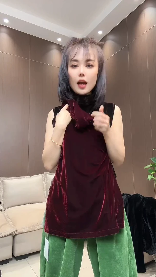 高领坎袖红色2XL