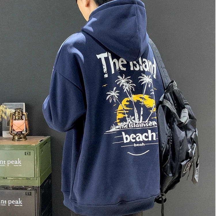 秋冬季美式oversize连帽卫衣男2025新款潮牌加绒加厚重磅宽松外套