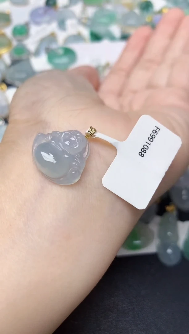 颈饰18K金镶嵌翡翠天然缅甸A货翡翠