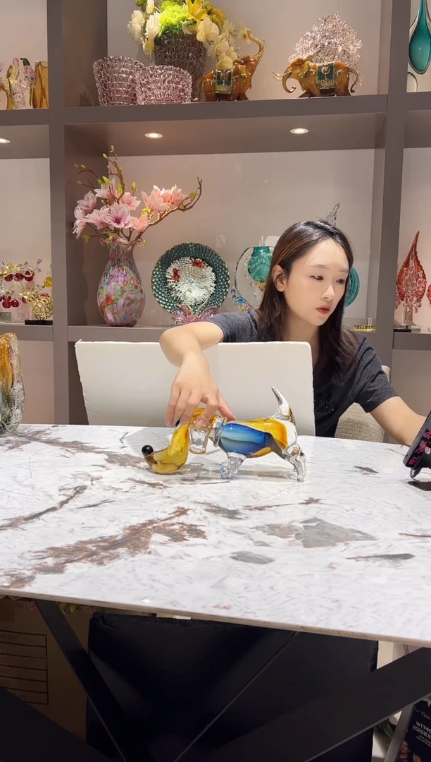 新款琉璃小狗摆件