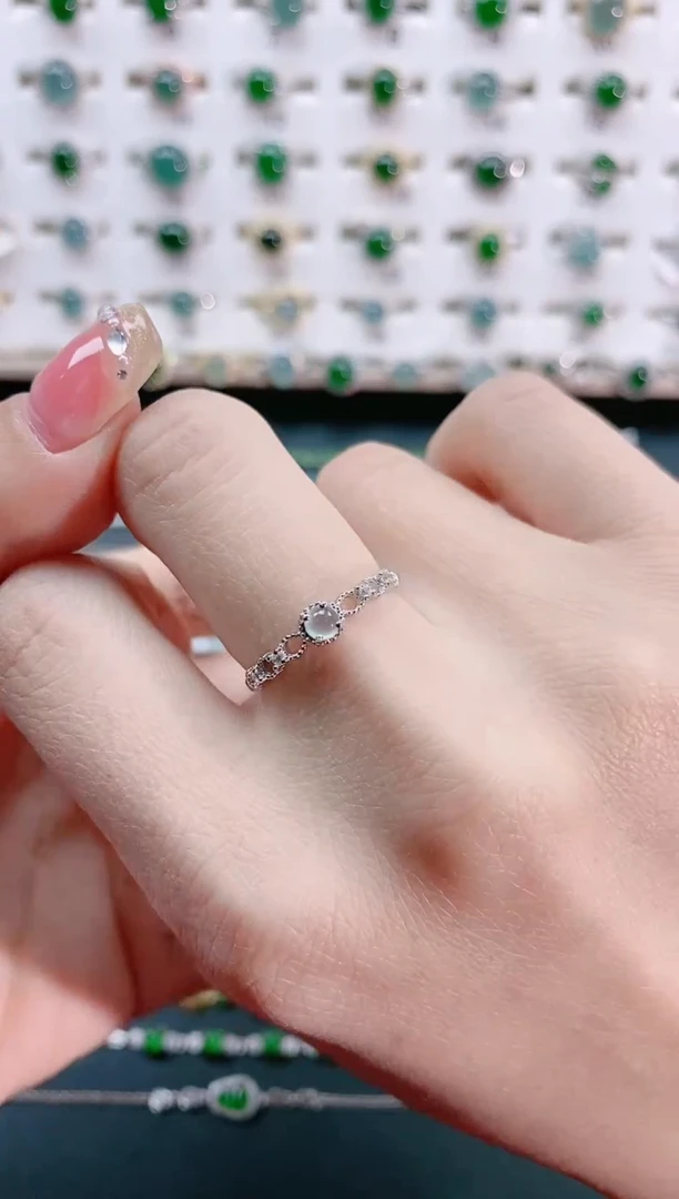 【闪购商品】翡翠戒指银S925镶嵌天然翡翠