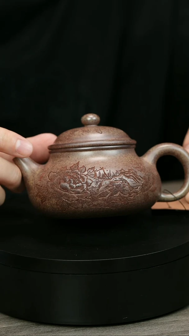 茶壶紫砂用****4H1984李琴刻绘柴烧容天