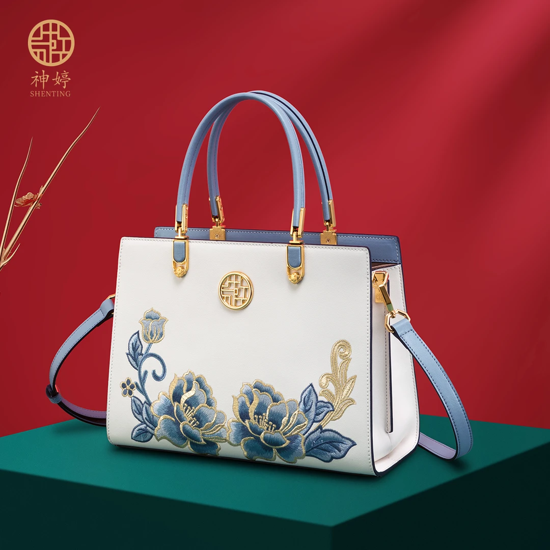 国风礼物新款真皮女士包包牛皮时尚手提包大气女士手拎包送老婆