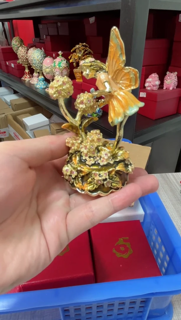 【闪购商品】瓷片年货节福福价格高质珐琅彩合金摆件首饰盒