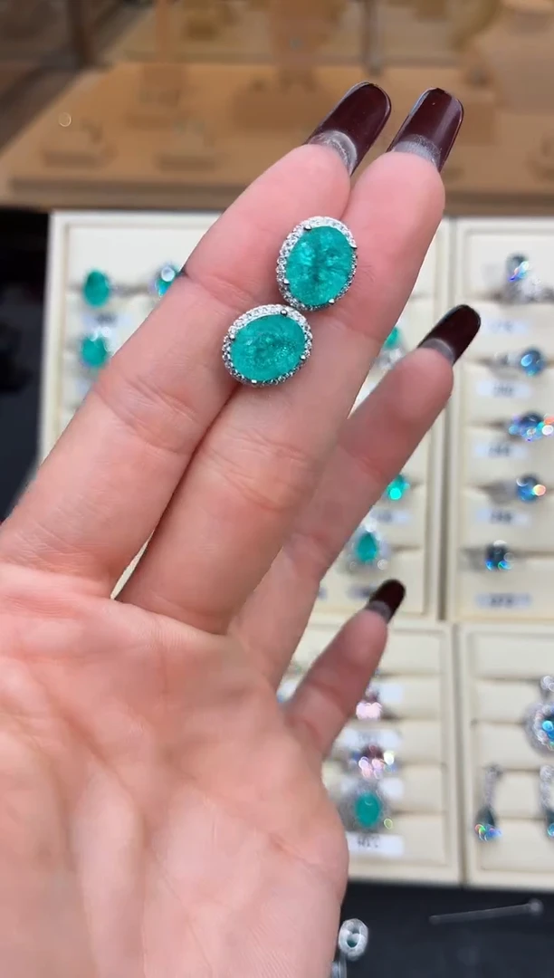 6ct碧玺（处理） 无品牌 925银 轻奢感冰裂霓虹电光蓝系列