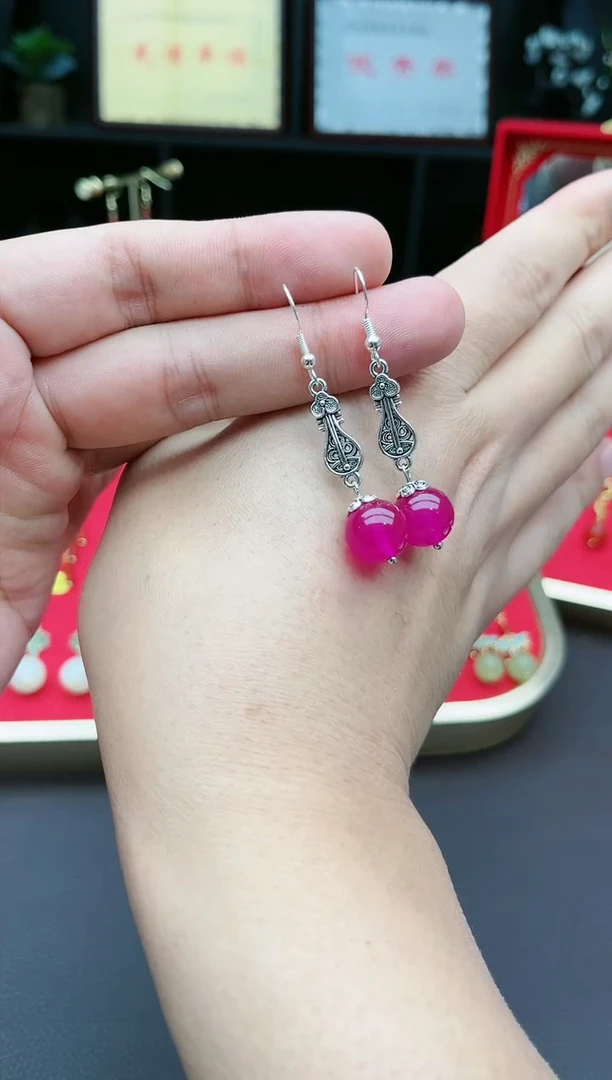 【闪购商品】玛瑙/玉髓耳钉银S925镶嵌205000