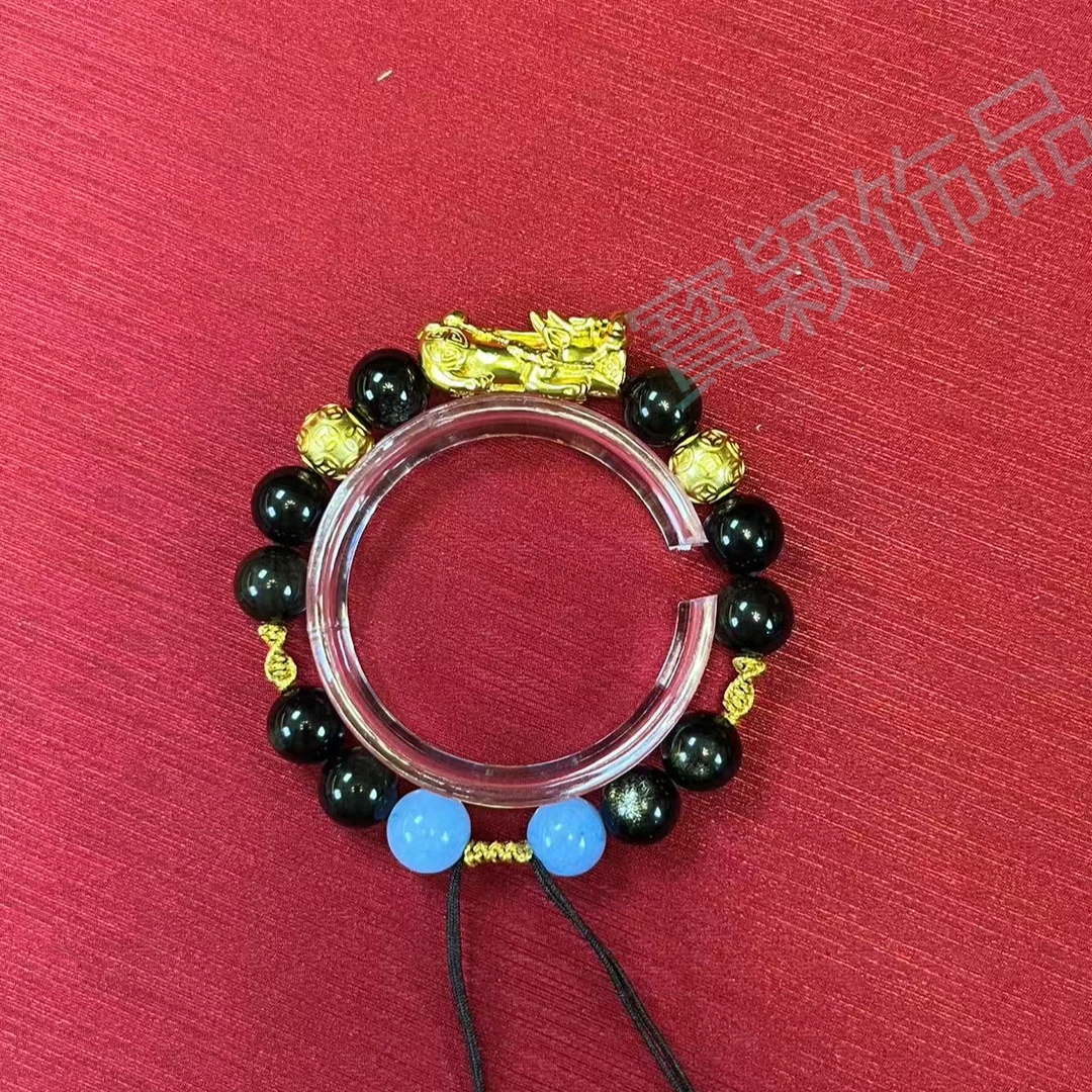 合金手链 时尚、轻奢原创气质手编貔貅浅蓝耀石可调节大小