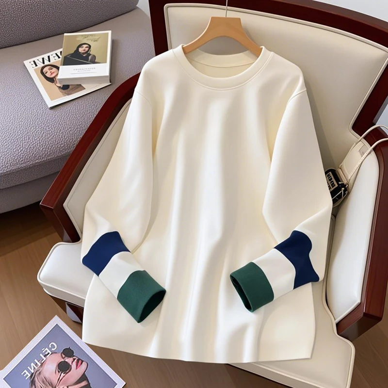 配鲨鱼裤 白色内搭打底衫女新款春秋冬加绒遮屁股长袖t恤上衣外穿