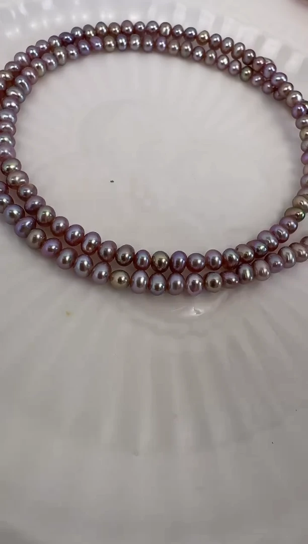 淡水珍珠银S925镶嵌颈饰3-4mm无核油亮