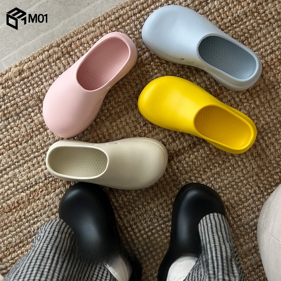 M01厚底包头半拖鞋女夏外穿2025厨师鞋沙滩洞洞鞋凉鞋