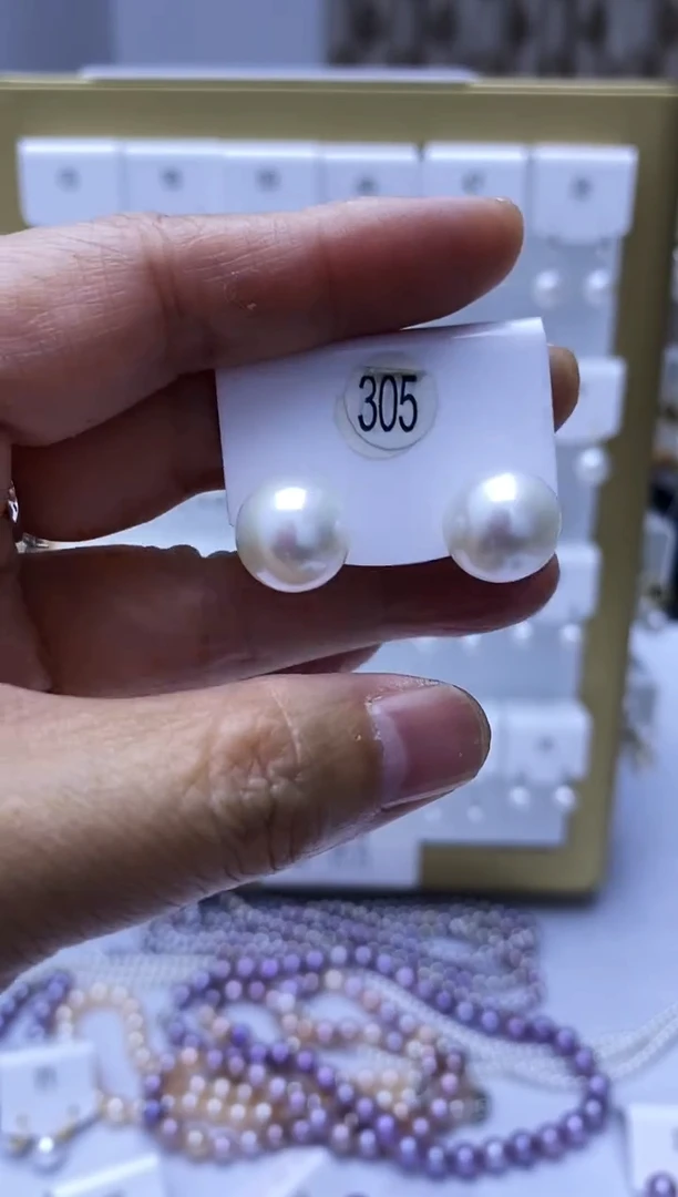 银S925镶嵌耳饰淡水珍珠305
