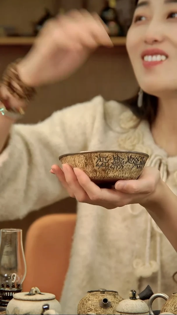 言野手作 粉引仿古万贯钱财壶承