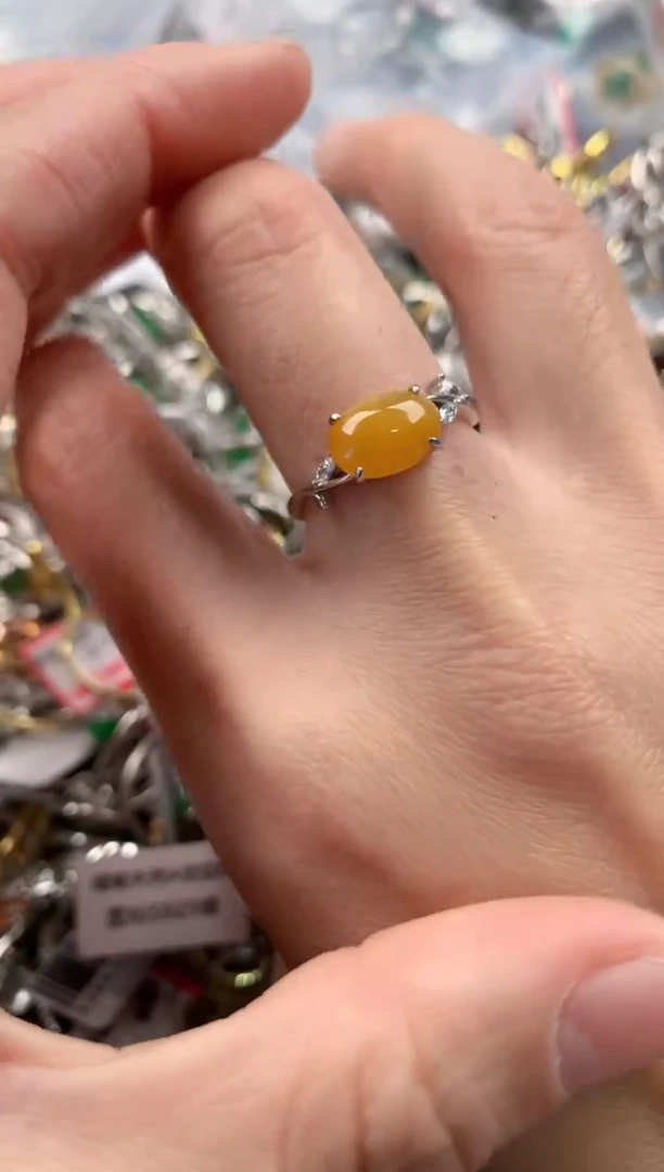 银S925镶嵌戒指翡翠666   1