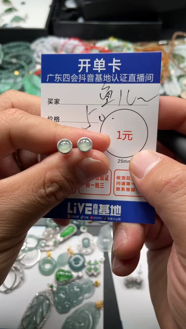 【闪购商品】翡翠颈饰银S925镶嵌耳钉