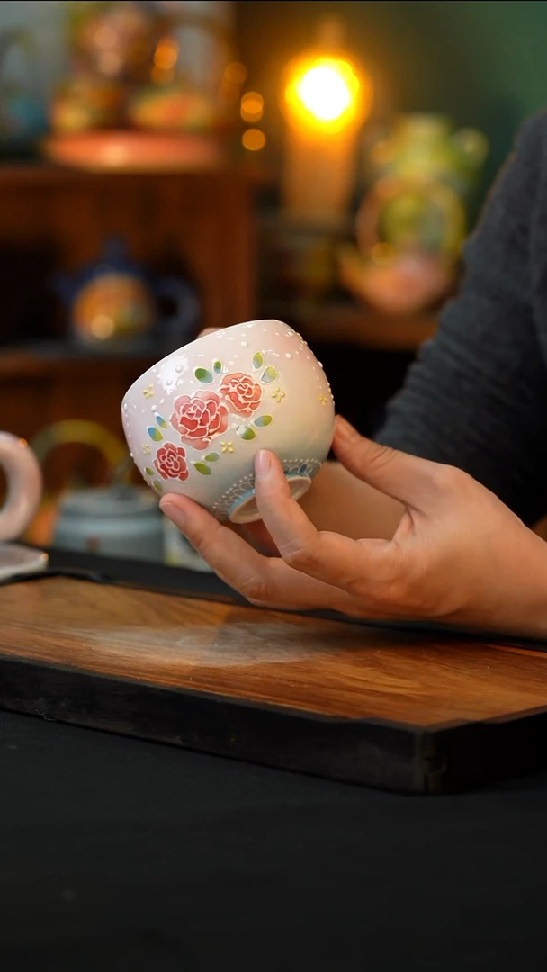 杯手绘心瓷陶瓷浮力