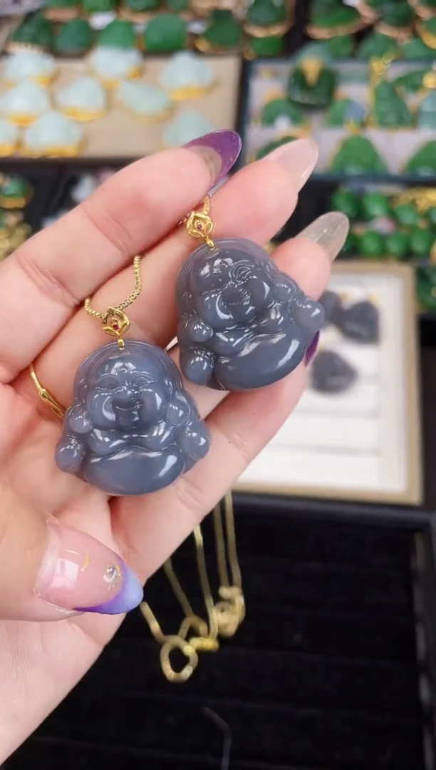 【闪购商品】和田玉吊坠18K金镶嵌30MM 多样性发一