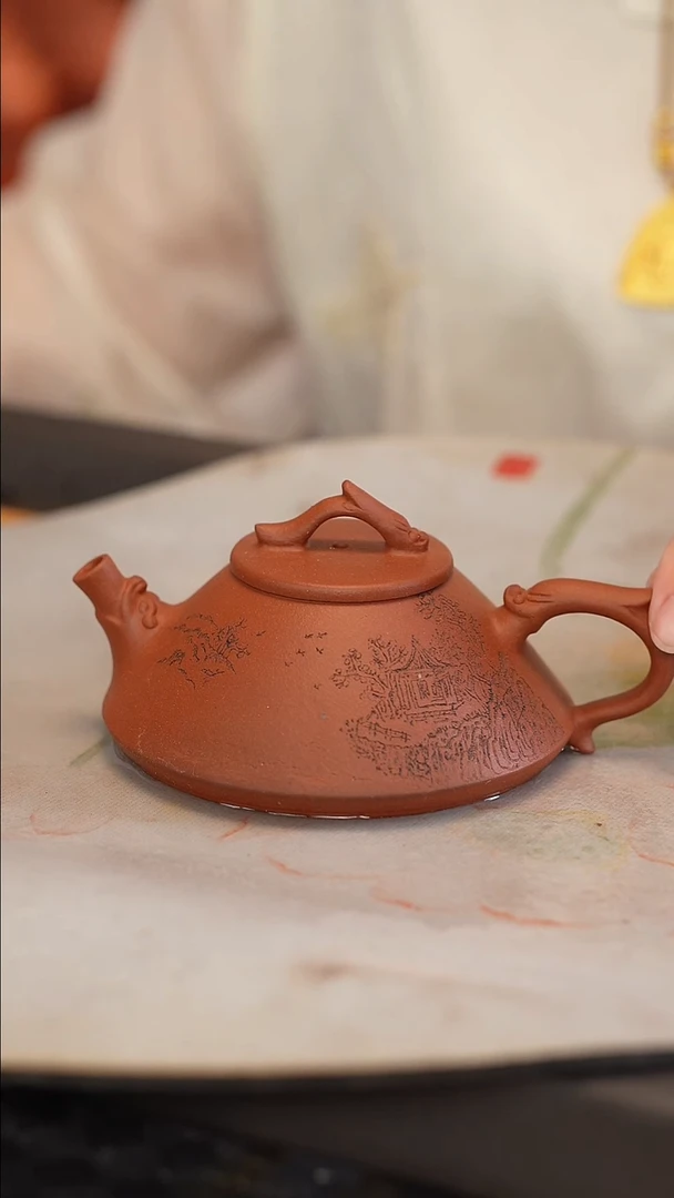 茶壶紫砂原矿手工制作    精工手工龙吟  手工刻绘200cc