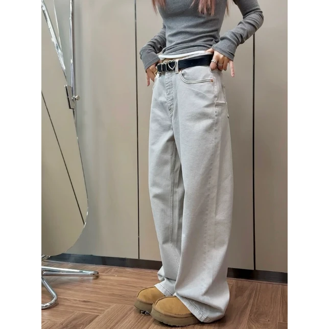 X'JIE-【渣渣灰】春季新款水洗复古直筒牛仔裤074号N2254&SSS