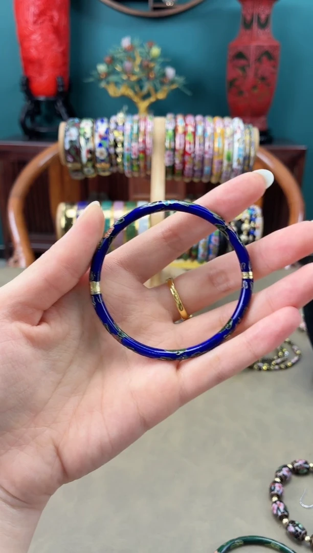 景泰蓝开口儿童镯 52-58可戴 宝蓝