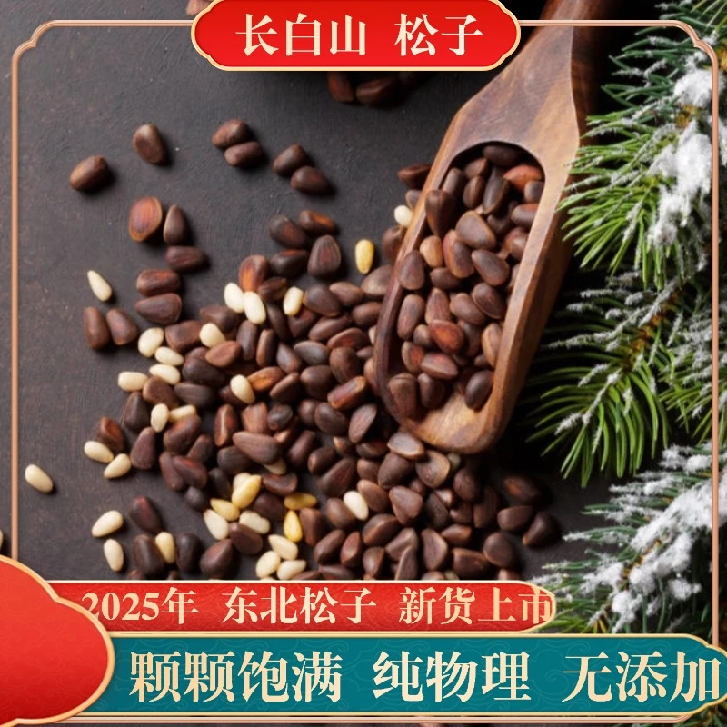 东北笨炒松子大颗粒原味500/袋 送1个开口夹